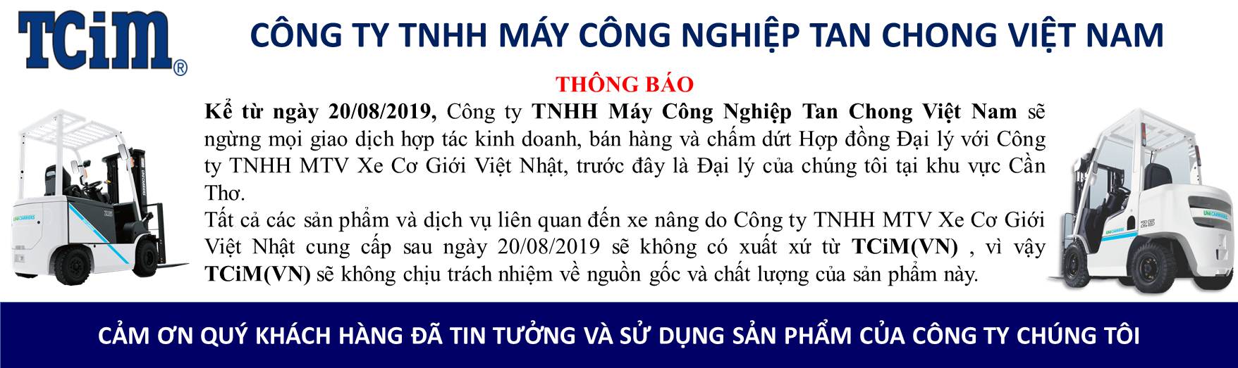 THÔNG BÁO CHẤM DỨT HỢP ĐỒNG ĐẠI LÝ VỚI CÔNG TY VIỆT NHẬT